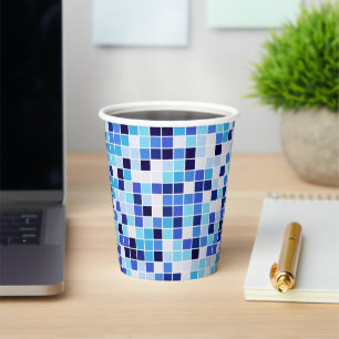 Fliesen, blaue Mosaikfliesen, geometrisches Muster Pappbecher