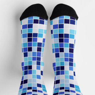 Fliesen, blaue Mosaikfliesen, geometrisches Muster Socken