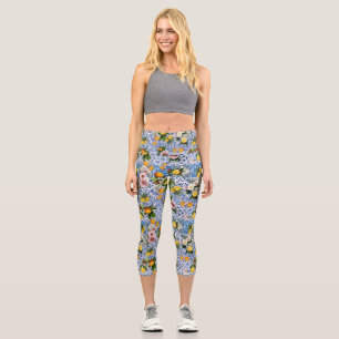 Fliesen im sizilianischen Stil mit Blume und Zitro Capri Leggings