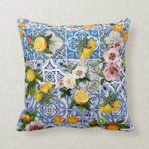 Fliesen im sizilianischen Stil mit Blume und Zitro