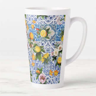 Fliesen im sizilianischen Stil mit Blume und Zitro Milchtasse