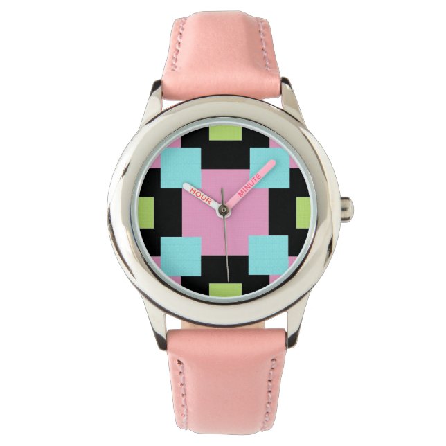Fliesen in rosa Uhr (Vorderseite)