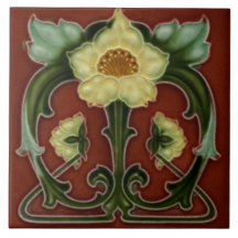 Fliesen-Kamin im Jugendstil dekorativ