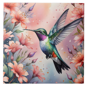 Fliesen mit Blumenkolibri