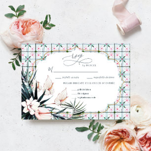 Fliesen mit Blumenmotiven Marokkanische tropisch RSVP Karte
