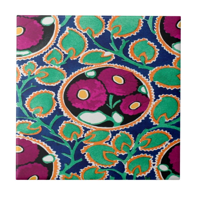 Fliesen mit kunstvollen Deko-Blume (Vorderseite)