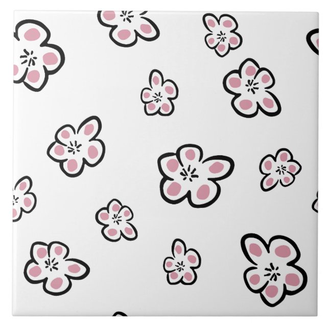 Fliesen mit rosa Blumenmotiv (Vorderseite)
