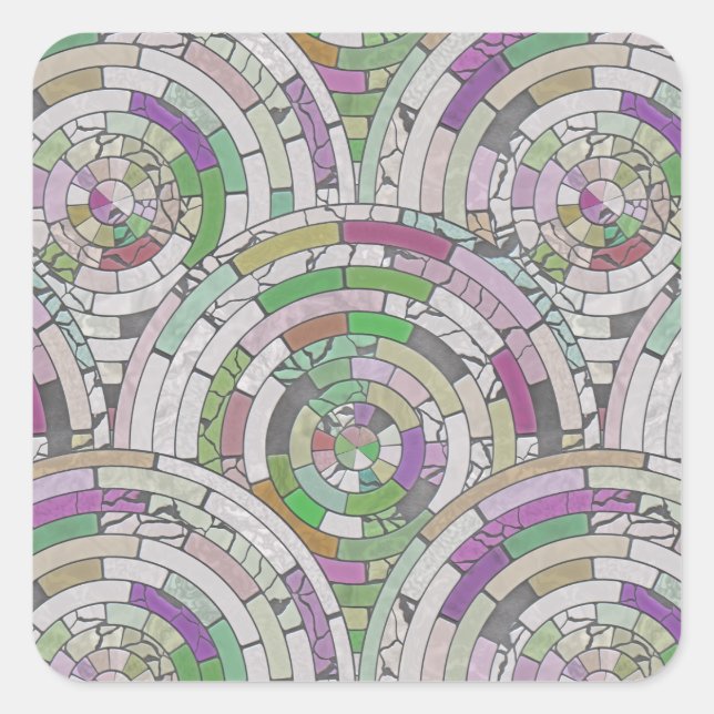 Fliesen Mosaik Quadratischer Aufkleber (Vorderseite)
