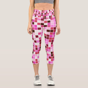 Fliesen, rosa Mosaikfliesen, geometrisches Muster Capri Leggings