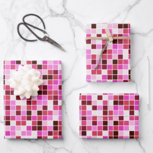 Fliesen, rosa Mosaikfliesen, geometrisches Muster Geschenkpapier Set