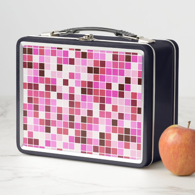 Fliesen, rosa Mosaikfliesen, geometrisches Muster Metall Brotdose (Beispiel)