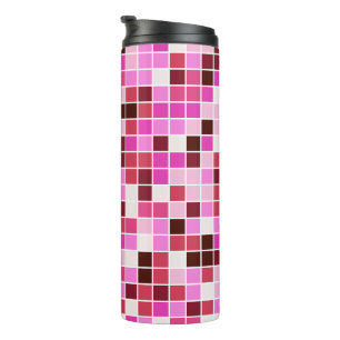 Fliesen, rosa Mosaikfliesen, geometrisches Muster Thermosbecher