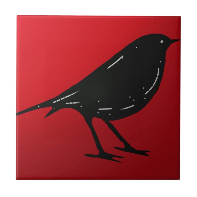 Fliesen-schwarzes Vogel-Rot Fliese (Vorderseite)