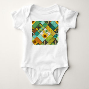 Fliesen, Sonnenblumen, geometrisches Muster. Baby Strampler