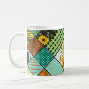 Fliesen, Sonnenblumen, geometrisches Muster. Kaffeetasse