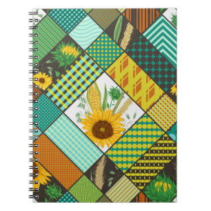Fliesen, Sonnenblumen, geometrisches Muster. Notizblock