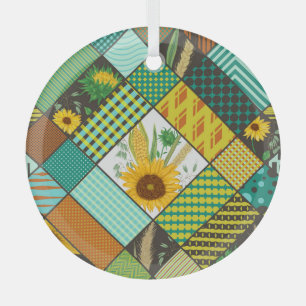 Fliesen, Sonnenblumen, geometrisches Muster. Ornament Aus Glas