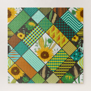 Fliesen, Sonnenblumen, geometrisches Muster. Puzzle