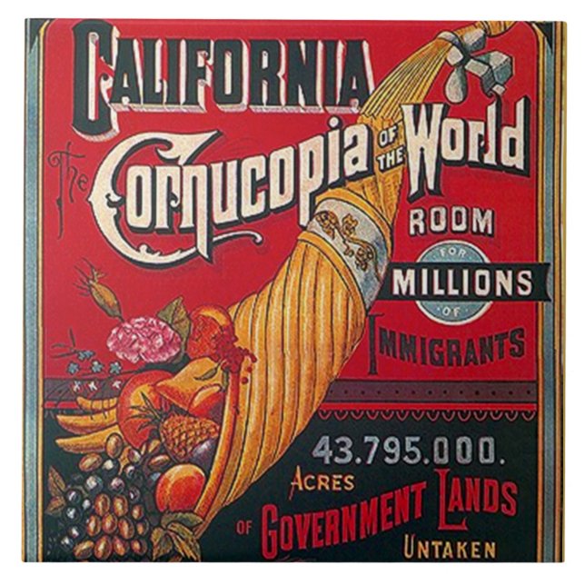 Fliesen-Vintage Kalifornienimmigranten u. Fliese (Vorderseite)