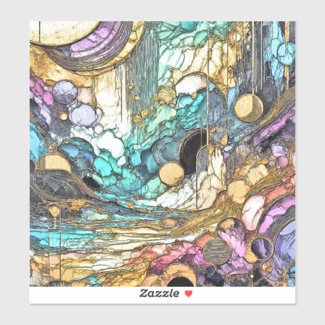 Fliesender Goldfluss Aufkleber (Blatt)