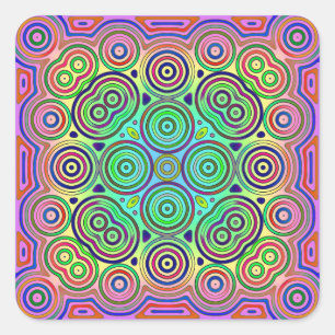 Fliesendesign farbiger konzentrischer Kreise Quadratischer Aufkleber