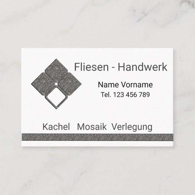 Fliesenleger Handwerk Visitenkarte (Vorderseite)