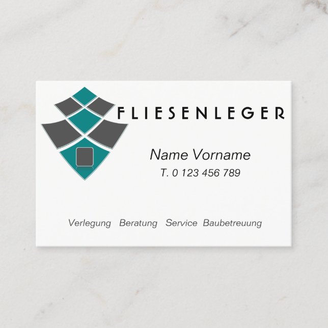 Fliesenleger - Handwerker Visitenkarte (Vorderseite)