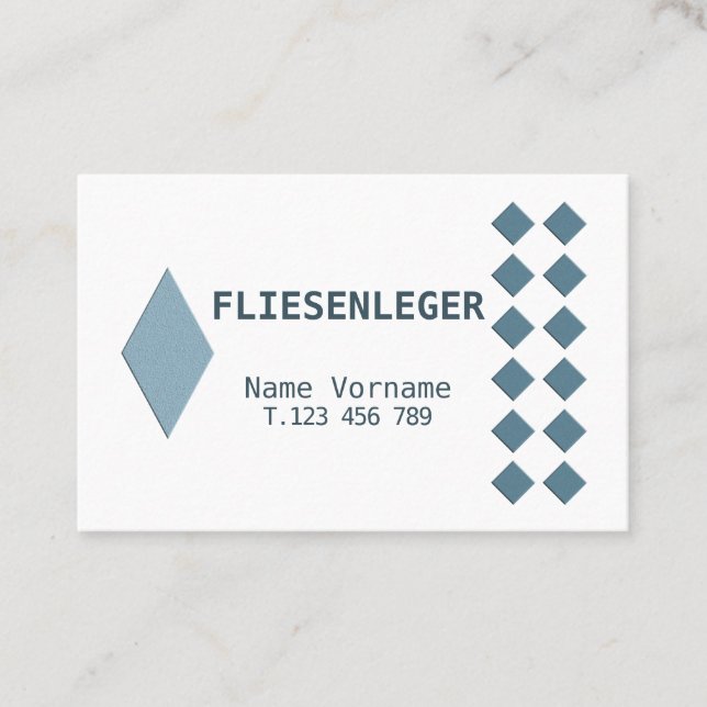 Fliesenleger Handwerker Visitenkarte (Vorderseite)