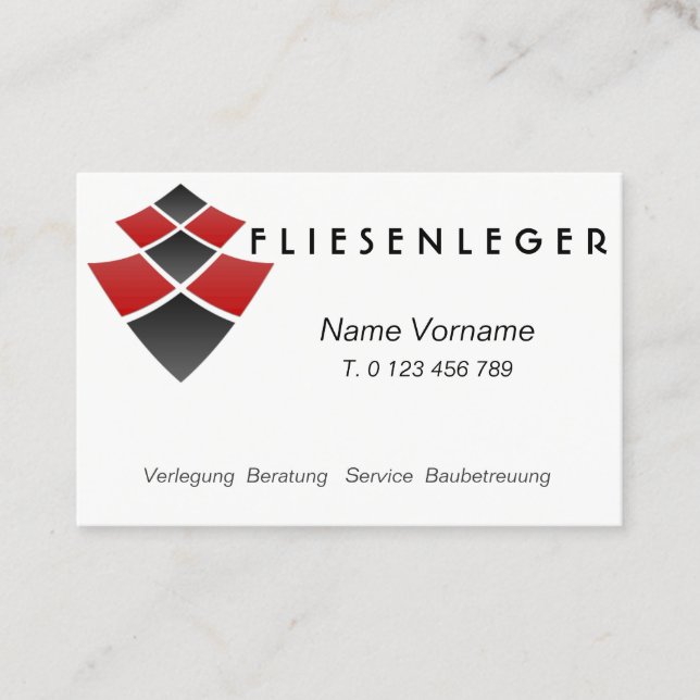 Fliesenleger - Handwerker Visitenkarte (Vorderseite)