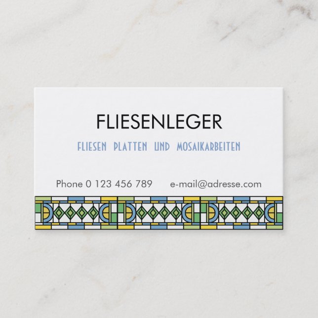 Fliesenleger Visitenkarte (Vorderseite)
