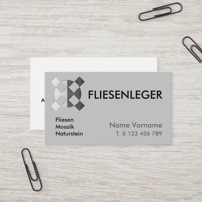 fliesenleger visitenkarte (Vorderseite/Rückseite Beispiel)