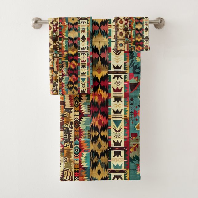 Fliesenmuster aus coolem Western Badhandtuch Set (Insitu)