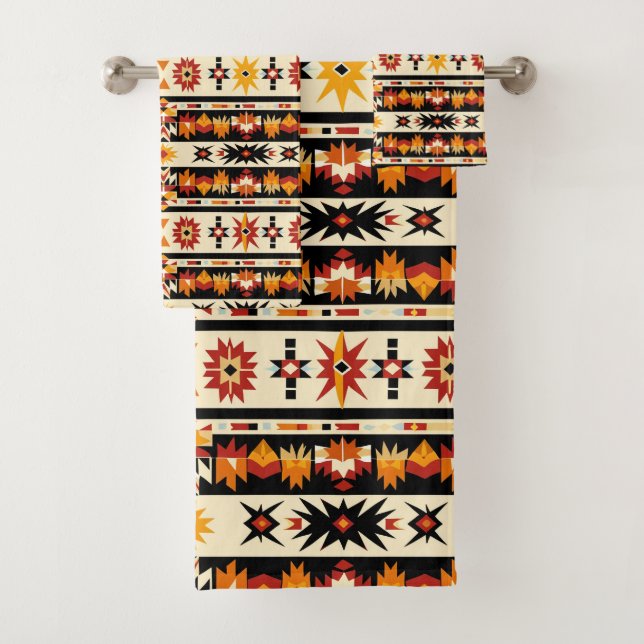 Fliesenmuster aus coolem Western Badhandtuch Set (Insitu)