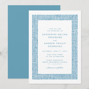 Fliesenrahmen einfache griechische blaue Hochzeit  Einladung