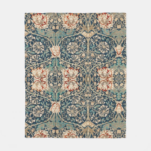 FLIESPLAID : WILLIAM MORRIS : HONEYSUCKLE FLEECEDECKE (Vorderseite)