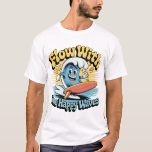 Fließe Mit Den Glücklichen Wellen Surf Style Herre T-Shirt