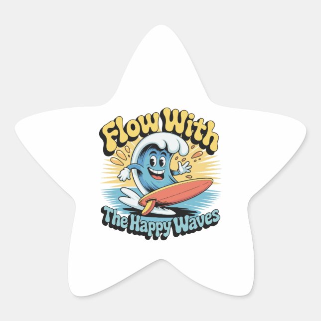 Fließe Mit Den Glücklichen Wellen Wasserdichter Au Stern-Aufkleber (Vorderseite)