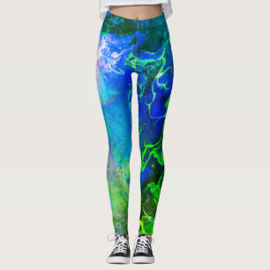 FLIESSEN Texturierte Tinte Abstrakt Chaos Grün & B Leggings