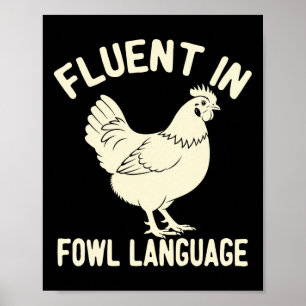 Fließend in Geflügelspräche Lustiger Bauernhof Huh Poster