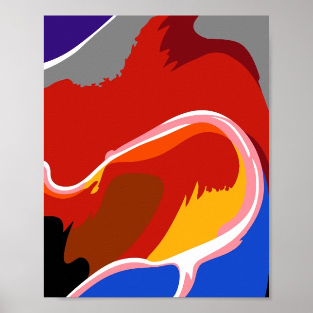 Fließende abstrakte Formen mit kräftigen Farben Poster (Vorne)