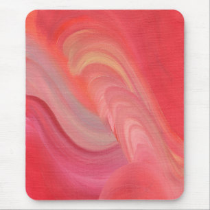 Fließende abstrakte Wirbel in Rot, Pink und Pfirsi Mousepad