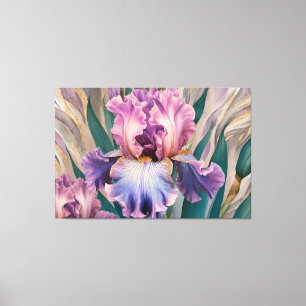 *~* Fließende blaue IRIS Schwertlilien Vintage-Blu Leinwanddruck