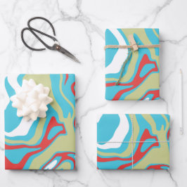 Fließende Flüssigkeitskurven und Farbbänder Geschenkpapier Set