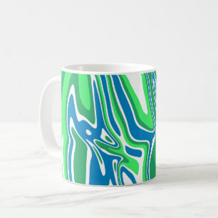 Fließende grüne und blaue Marmorstreifen Kaffeetasse