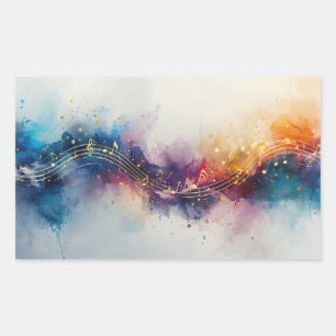 Fließende Musiknoten Kunst-Hintergrundbilder & -Wa Rechteckiger Aufkleber