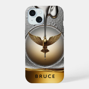 💛 Fließender Gold Adler Anhänger Flüssiges Metall iPhone 15 Hülle