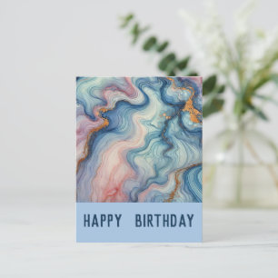 fließendes Abstrakt in pastellblau - Geburtstag Postkarte