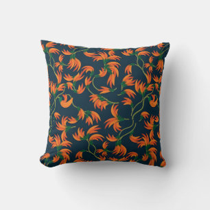 Fließendes oranges Blumendesign Kissen