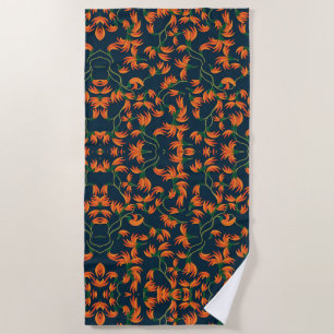Fließendes oranges Blumendesign Strandtuch