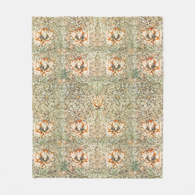 FLIESWOLLDECKE : WILLIAM MORRIS : HONEYSUCKLE FLEECEDECKE (Vorderseite)